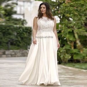 Vintage Plus Size a Line Brautkleider Sommer Chiffon Boho Brautkleid Spitze Top Rocked Rock Oversize Outside außerhalb Mariage