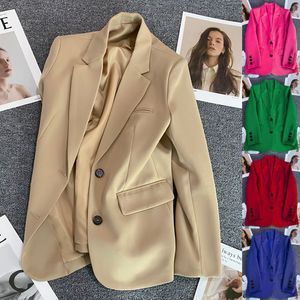 Women's Suits Blazers HIGH QUALITY Fashion 2023 Runway Designer Jacket Shoulder Top Stitching Contrasted Single Button Denim Blazer 230325