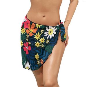 Bikini rossi e bianchi Bikini Cover Up Floral Print Chiffon Cover-Ups Women Graphic Wrap Gonnets Vintage Big Size usatura