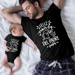 Familienübergreifende Outfits Happy First Vaters Day Shirts Familienpassende Outfits Dad und Baby Cotton Look T-Shirt Bodysuit für Neugeborene Väter Tag Geschenke T240513