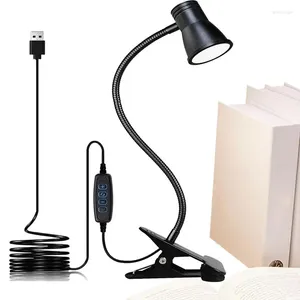 Bordslampor Klipp på ljuset för skrivbordsögonsträngslampa med klämmor LED 3 -lägen 10 Ljusstyrka 360 graders flexibel svenhals