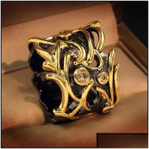 Anelli a grappolo anelli cluster squisiti anello nuziale vintage per donne fatte a mano in stile nero in oro nero zircone coppia r d dhycw