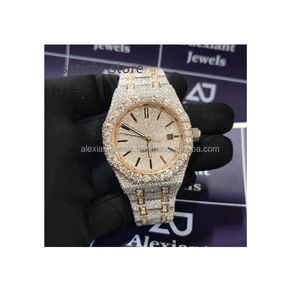 41mm Premium Luxury Handmade VVS Moissanite Diamond Craved Bling Iced Out Watch Hip Hop Wrist Relógios para homens Presentes
