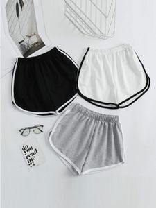 Striped Sports Shorts for Women Simple Loose Casual Slimming Short Ladies High Waisted Monochrome Summer Fashion 240508