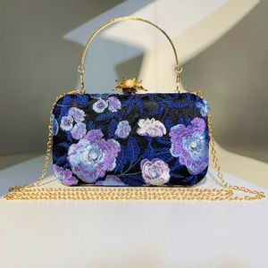 New Ready-made Hengmei Handbags Embroidered Hand-beaded Evening Bags Women's Retro Pearl Banquet Evening Bags Women's Bags