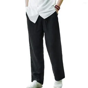 Calça masculina homens calça calça japonês de estilo largo calça de moletom com bolsos laterais Treinamento de ginástica de cordão