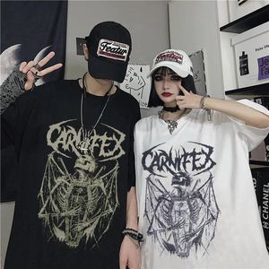 T-shirt de camisetas estéticas de tee gótico de verão punk escuro grunge de rua solteira gótica y2k tops grandes camisetas harajuku roupas 240514