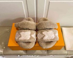 Slippers Wool 2022 Brand L Drag Female A Boxle Double مع Wool One Outside Wear1404697