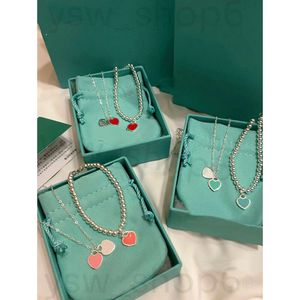 Projektant bransoletki serc wisidant Naszyjnik Tiffanyjewelry S925 Silver Tiffanienecklace Jewlery Sterling High Edition Peach Heart Coll with Box 255