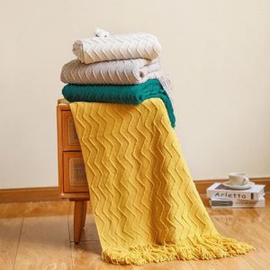 Blankets Decorative Blanket With Tassel Air Condition Knitted Throw For Bed Sofa Towels Bedspread Camping Picnic Mat