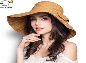 Sommarhattar för kvinnor Straw Hat Beach Hats for Women Sun Hats Wide Brim Floppy D181030064619190