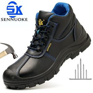 Sapatos de segurança botas de aço de aço para trabalhar use botas industriais proteção de homem para os pés à prova d'água 240504