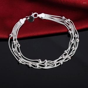Ссылка браслеты оптовые чары цепь бусин красивая браслет серебряный цвет мода для женщин свадьба Хорошие украшения
