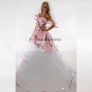 Vintage ukochane różowe sukienki ślubne kamuflaż