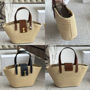 Vintage Straw Beach Bag Casual Rattan Large Designer Tote Bag Wicker Woven Women Handbags Panier Palm Leaves Lady Shoulder Crossbody Purse 240515