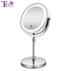 Makeup Mirror with Lights 10X Magnification Double Sided Vanity Mirror USB Charging Touch Dimming Bath Mirrors Christmas Gift T2004250447