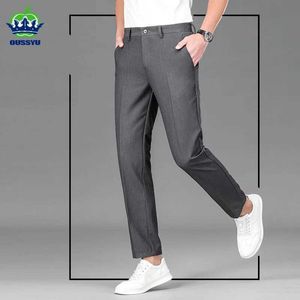 Męskie spodnie oussyu marka odzież Nowy letni garnitur Kaworowy Pantle Pants Men Business Straight Korea przędza farbowane swobodne spodnie Mężczyzna 29-38 Y240514