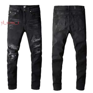 Jeans de gira jeans europeu jeans jeans bordados colchas rasgadas para jeans vintage masculino folgado dobro jeans de moda magra e magro jeans 13