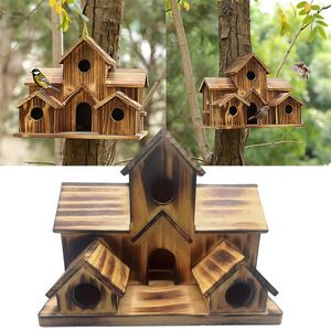 Inne zaopatrzenie ptaków do domu na zewnątrz kolibra z 6 otworami wiszącymi dużych pudełka na gniazdowanie Big Birdhouse