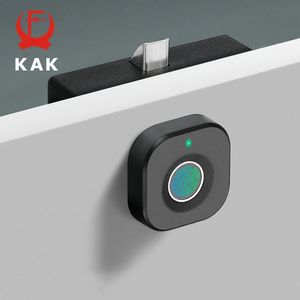 Kak Biometric Fingerprint Lockブラックキーレスキャビネットロックスマート引き出しロックアンチテフトドアロック長いスタンバイタイムドアハードワール240507