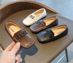 Children Peas shoes Boy Small PU British Wind leather Child loafers Soft bottom White toddler Casual shoes black white Brown6778889