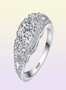 Yhamni Fine Jewelry Solid 925 Sterling Silver Wedding Rings Set Sona CZ Diamond Engagement Rings Brand Jewelry for Bride R173870791362060