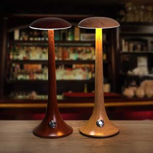 Lampy stołowe imitacja drewna ziarna lampa stołowa Restauracja Lampy stołowe sypialnia nocna światło proste ściemniacz dotykowy LED LED Light