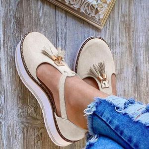 Fitness Shoes 2024 Tassel redondo sandálias casuais calcanhar chunky women women t welges de alto lazer