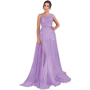 One Shoulder Prom Dress paljetter Formella klänningar för kvinnor glittrande aftonklänningar Tulle Ball Gown Prom Amz