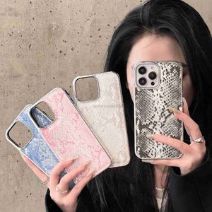 Factory wholesale Phone Cases for iPhone 15 Pro Max 14 plus 13 13Promax 12 12Pro 11 Snake Skin Pattern Electroplated Full Package Protection Luxury Case