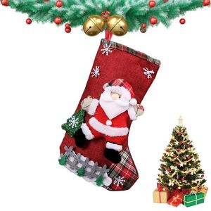 Noel Süslemeleri Çocuk Çorap Çizgi Çizgi Şömine Asma Çoraplar Noel Baba Kardan Adam Elk Ayı Hediye Çantası Tema El yapımı