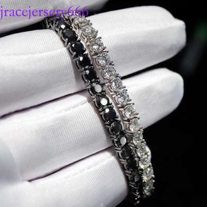 Ready to Ship 4mm Black Moissanite Sier Tennis Bracelet for Men