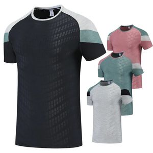 Men Gym Tshirt Fashion Joggers Bodybuilding Silk Short Sleeves Streetwear Casual Outdoor Sport Fast Dry Breathable Tee 240515