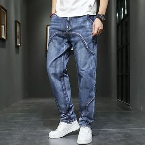 Pantaloni da cowboy maschili pantaloni dritti con tasche jeans blu per uomini retrò abbigliamento autunno vapore lavata invernale originale XS 240515