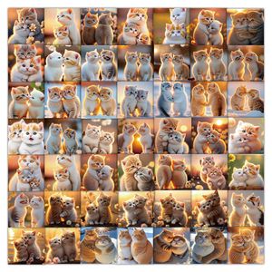 63PCS INSかわいい小さな猫の防水PVCステッカーパック用荷物ケース冷蔵庫携帯電話デスク自転車カーカップスケートボードケース。