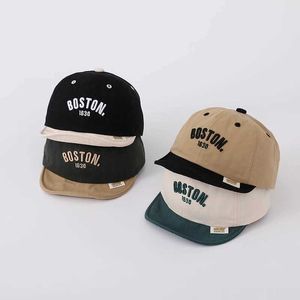 Caps Hats Korean Letter Embroidered Baby Baseball Cap Spring Summer Infant Peaked Hat Adjustable Patchwork Kids Boy Girl Sun Hats Y240517