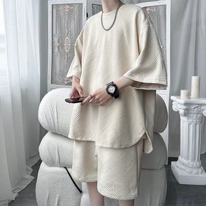 2024 Summer męskie dwupoziomowe Zestaw Casual Oversited Tshirt and Shorts Sport Suit Tracksuits dla mężczyzn xxxxxl 240508