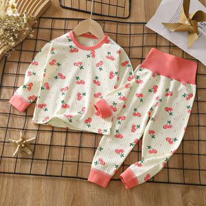 Pyjamas Spring and Autumn Childrens Cotton Underwear Set Boys Girls Baby Long John Home Clothing D240515