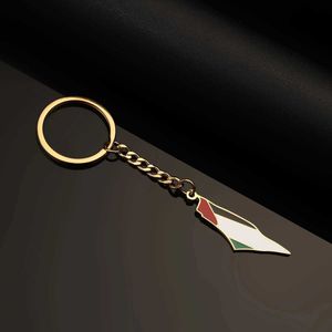 Keychains Lanyards rostfritt stål Palestina hängande nyckelringhalsband Guldfärgsmycken Y240510