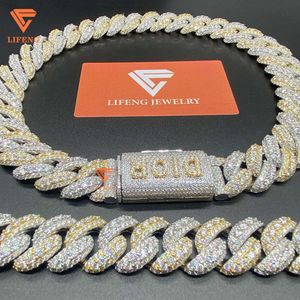 Mode smycken halsband 20mm två färg anpassade kubanska länkkedja dvvs moissanite diamant för män och kvinnor