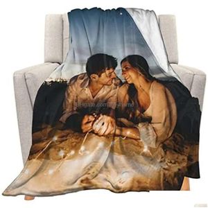 Customize Blankets Custom Blanket With Po Text Personalized Gift Pictures Customized For Mother Father Family Christmas Halloween Than Dhtlo