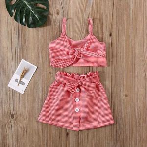 Set di abbigliamento da 1-6 anni da ragazza set di abbigliamento estivo Set bambine rosse pietra senza maniche galline in pizzo con outfit per ragazze bottoni