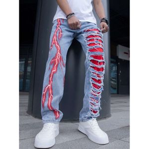 Men's lightning printed straight leg jeans M515 57