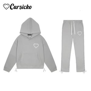 Carsicko Tracksuit High Street Fashion Mens Womens Sportswear Długie spodnie Zestaw wysokiej jakości bawełniane bluzy bluzy spodnie ubrania 240513