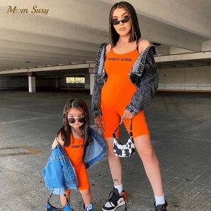 Overalls Fashion Family Matching Strap jumpsuit Mom Daughter Sleeveless Pullover Sport Outfit Summer Overalls Onesie solid color d240515