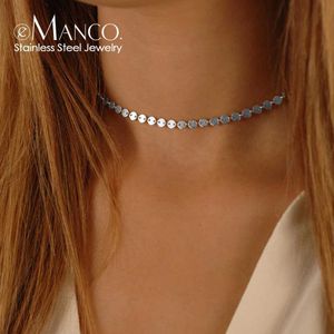 Chokers EManco Womens Silver Stainless Steel Necklace 4MM Round Chain Necklace Fashion Short Necklace Jewelry Wholesale Direct d240514