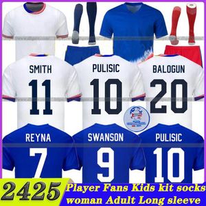 USAS Club Conjuntos Completos Camisas de Futebol 2024 2025 Copa América USWNT USMNT 24/25 lalas Camisas de Futebol Homens Versão do Jogador PULISIC Morgan BALOGUN Plus McKENNIE SMITH 3XL 4XL