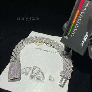 S925 Silver Gold Plated Hip Hop Men Jewelry Cuban Bracelet 14mm 15mm Ice Out Moissanite Full Iced Out Cuban Chain Necklace