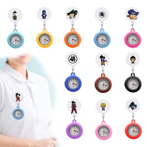 Pocket Watch Chain Clipes Sjuksköterska LAPEL Watche för med Sile Case Dractable Badge Reel Hanging Quartz FOB Nurses Doctors Clip-On Otesi