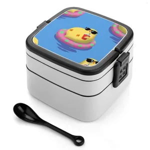 Обеденный залог цыпленок на отпуске Bento Box Portable Lunch Wheat Wheat Strail Container Float Summer Beach Sea Soda Yellow